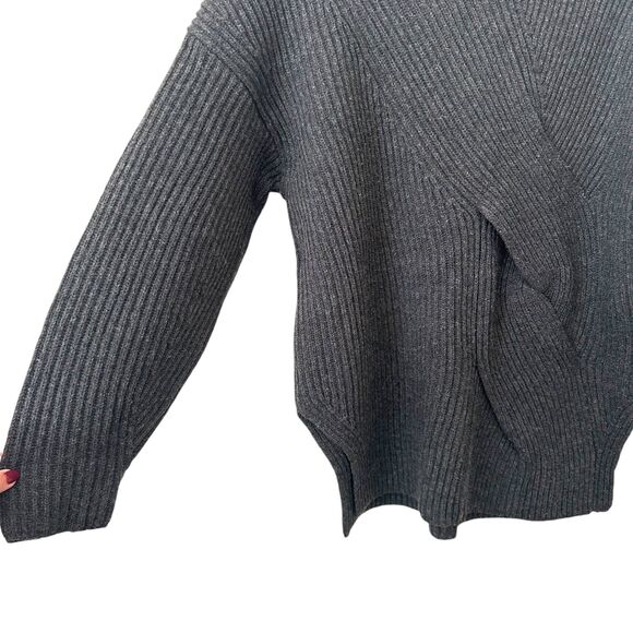 SAKAYA DAVIS Twist Front Crewneck Wool Knit‎ Gray Small - Picture 3 of 4